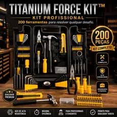 Kit Ferramentas 200 Peças Profissional Completo com Maleta Organizadora Portátil Titanium Force