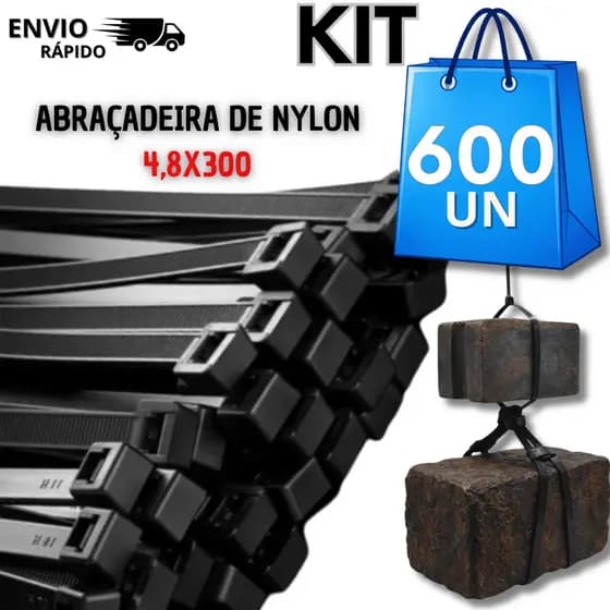Kit Abraçadeira de Nylon Fita Hellermann "4,8 mm x 300mm Cintas Lacre Plásticas Preto Multiuso