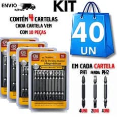 Kit Ponteira Parafusadeira Com Bit Ponta Dupla Magnético Fenda e Phillips Multiuso Utilidades