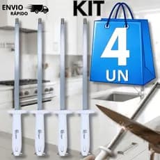 Conjunto Chaira Cabo Branco 38Cm Aço Inox Profissional Açougueiro Cozinha Churrasqueiro Utensílios