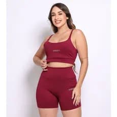 Conjunto Academia Feminina Top Alcinha Dupla Sustentação e Short Zero Transparência Fitness
