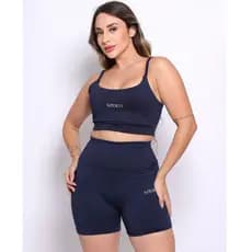 Conjunto Fitness Cropped Alcinha Alta Sustentação e Short Zero Transparência Não Marca Roupa Academia Feminina