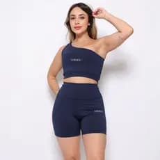 Conjuntinho Academia Top e Short Tecido Premium Zero Transparência Alta Sustentação
