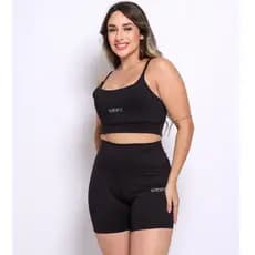 Conjunto Feminina Academia Dupla Sustentação Cintura Alta Modela Barriga
