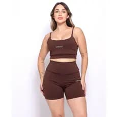 Conjunto Para Treinar Academia Short e Top Dupla Sustentação Zero Transparência