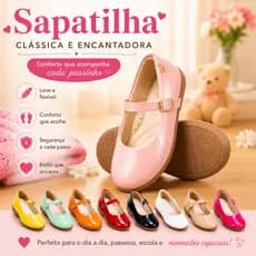 Sapatilha Infantil Feminina Menina Verniz Confortável Antiderrapante Casual Festa 20 ao 27