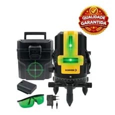 Nível Laser 2 Linhas Verde Profissional BOMVINK BOM-6210 Amarelo e Preto
