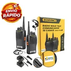 Rádio Comunicador Walk Talk 16 canais BOMVINK BOM-5700 Preto