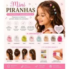 6 Kit Mini Piranhas com 36 unidades Infantil Coloridas Transparente – Presilhas Delicadas para Cabelo - 23