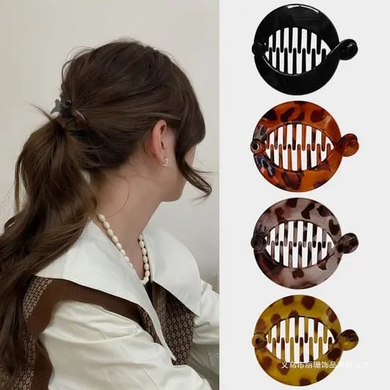 kit com 3 Clipe De Banana Tamanho Pequeno Vertical Baixo Rabo De Cavalo Grampo De Cabelo - 4