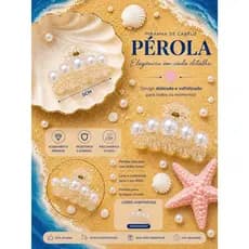 Mini Piranha de plástico e Transparente com Pérolas 5cm – Presilha Fashion Feminina -17