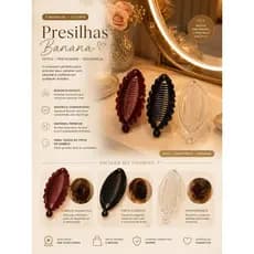 KIT C/2 Presilha Banana 15cm para Cabelo | Prendedor Grande e Resistente - 24