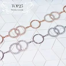 Estilo simples corrente de cintura de metal cinto de diamante vestido duplo O belt-T33