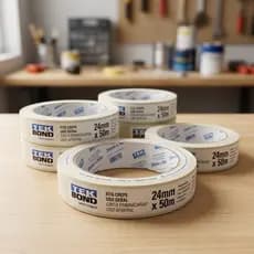 Fita Crepe Tekbond 24mm x 50m Uso Geral Resistente Artesanato Pintura Parede Acabamento Limpo