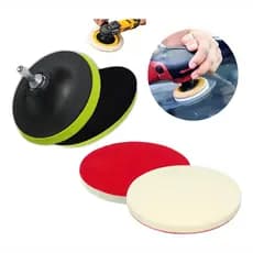 Kit Polimento Profissional Vidros e Faróis Lã 125mm Velcro com Suporte Base de Lixa