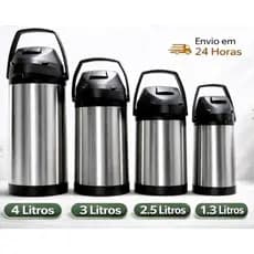 Garrafa Térmica 1.3L 2.5L 3L 4L Quente E Frio Aço Inox