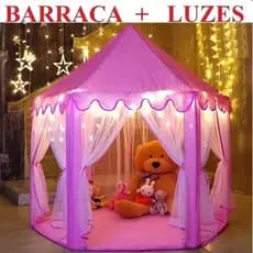 Barraca Casinha Cabana Infantil Tenda Castelo Princesa Com/sem luzes Led Rosa e Azul Promoçao