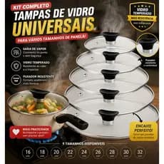 Tampa de Vidro Universal para Panela | 16 18 20 22 24 26 28 30 32 cm | Reposição com Puxador Resistente