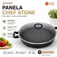 Panela Grande Antiaderente 40cm 9L com Tampa de Vidro | Disco de Gengiskan