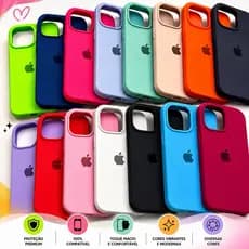 kit 3 Ou 5 Capas Silicone IPhone Aveludada Todos os modelos 17 16 15 14 13 12 11 Normal,Pro,Pro Max