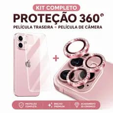 Kit Película iPhone Traseira + Lente Câmera 3D Proteção 360 Anti Risco Transparente Premium IPhone XR,11,12,13,14,15,16