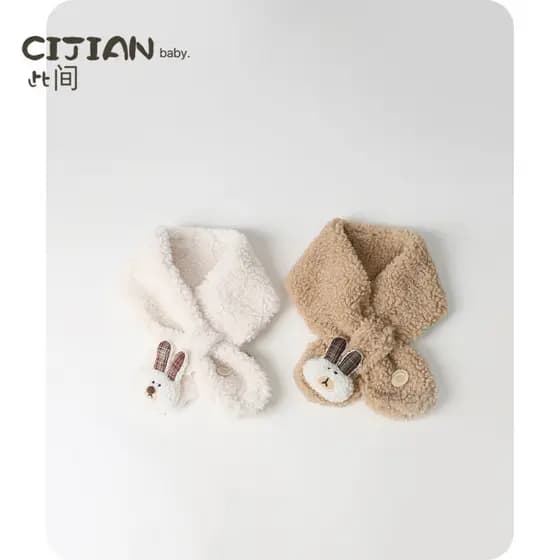 Lenço de bebê inverno bebê pelúcia quente cruz pescoço menino bebê menina bonito colar crianças colar à prova de vento