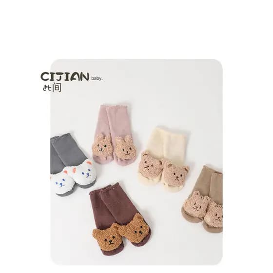 Meias de bebê outono inverno bebê antiderrapante meias de chão menino bebê menina meias de tubo médio crianças engrossad