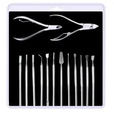 Kit 14 Instrumentos inox Manicure spa dos pés unha encravada calosidade em gel feminino de esmalte