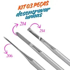 Kit 03 peças Bisturi 206, 214  Formão 254 manicure  pedicure desencravar unha encravada do pé