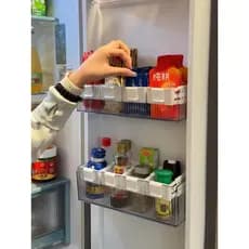 Caixa de armazenamento para porta lateral de geladeira, porta interna, caixa de suspensão, divisória retrátil, prateleir
