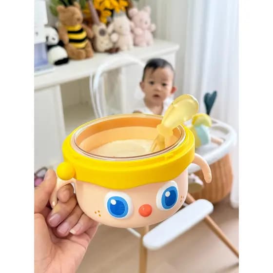 Tigela de enchimento de água para bebê, suplemento alimentar, isolamento ppsu, olho grande, macarrão de arroz, tigela de