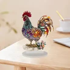 Criativo novo estilo multicolorido sorte galo decoração Animal 2D plana acrílico decoração de mesa de escritório em casa
