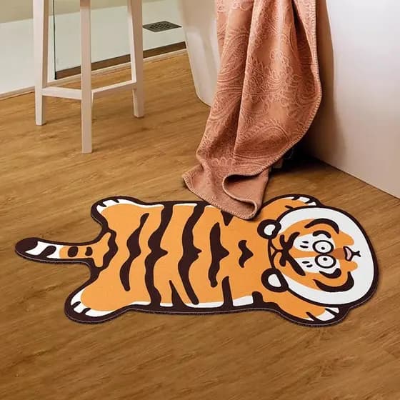 Influenciador simples e moderno tigre ano novo doméstico macio diatomáceas lama absorvente tapete de banheiro antiderrap