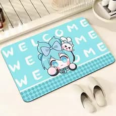 Bonito dos desenhos animados Hatsune miku miku diatomáceas lama tapete de chão banheiro doméstico absorvente Anti-desliz