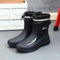 Moda Casual sapatos masculinos de cano baixo na moda forro de lã plana botas de chuva impermeáveis sapatos de água de so