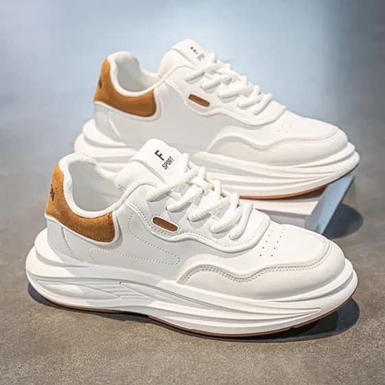 2025 primavera sapatos masculinos novo estilo respirável sapatos brancos masculinos na moda All-Match tênis de sola gros