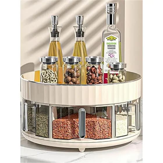 Caixa de armazenamento de cozinha rotativa tempero rack Multi-função acessível ferramenta caixa de armazenamento tempero