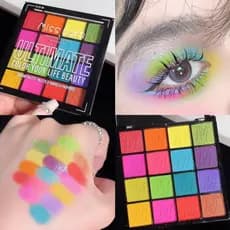 Paleta de sombras coloridas peroladas vermelho amarelo azul verde roxo desempenho palco maquiagem maquiagem