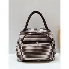 Bolsa impermeável com zíper de grande capacidade, bolsa de almoço de pano Oxford, listrada, Casual, bolsa macia, bolsa d