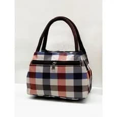 Senhoras xadrez bolsa Oxford pano tamanho pequeno bolsa Outing saco de compras trabalho com almoço saco estudante almoço