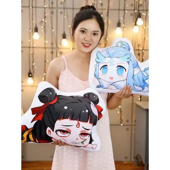 Desenhos animados Nezha Er criativo travesseiro Ao Bing Anime almofada quarto Nap sofá sala de estar travesseiro encosto