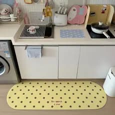Tapetes dedicados para cozinha com bolinhas amarelas, absorventes de água, absorventes de óleo, antiderrapantes, para pé