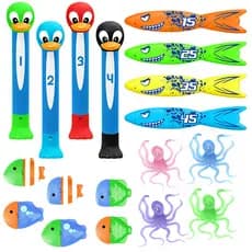 Novo produto Amazon conjunto de brinquedos de mergulho piscina infantil treinamento remo Torpedo anel de mergulho submer
