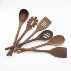 Colher de espátula de cozinha de nogueira preta sem laca, resistente a altas temperaturas, utensílios de cozinha domésti