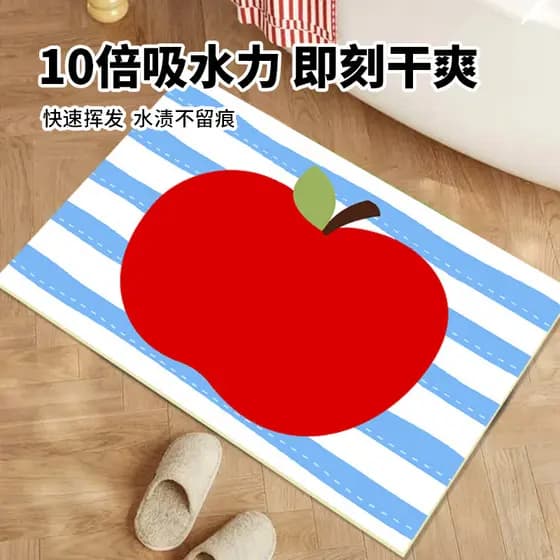 Dopamina Apple ins estilo tapete de banheiro criativo absorvente couro porta do banheiro tapete antiderrapante