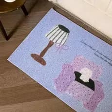 Estilo coreano dopamina tapete de entrada dos desenhos animados anel de seda entrada doméstica antiderrapante remoção de