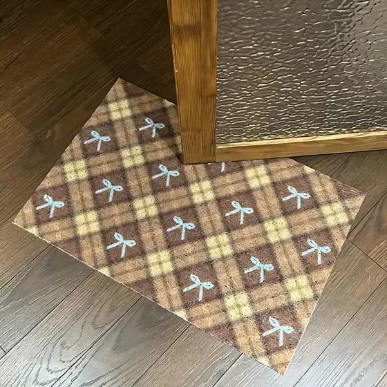 Bonito novo estilo coreano treliça atada tapete Retro porta de entrada tapete porta entrada doméstico anel de seda pé es