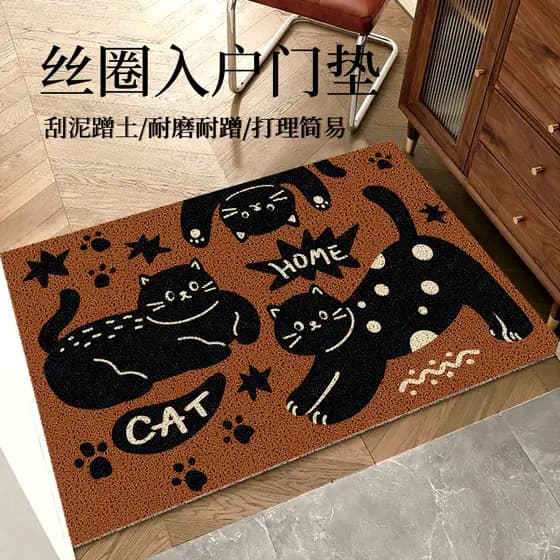 Japonês Retro gato anel de seda tapete da porta entrada bonito entrada remoção poeira pé esteira pode ser cortado tapete