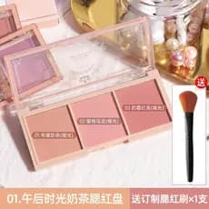 Novo estilo chá da tarde Tricolor Blush paleta feminina sombra sol vermelho Nude maquiagem genuíno Natural roxo laranja