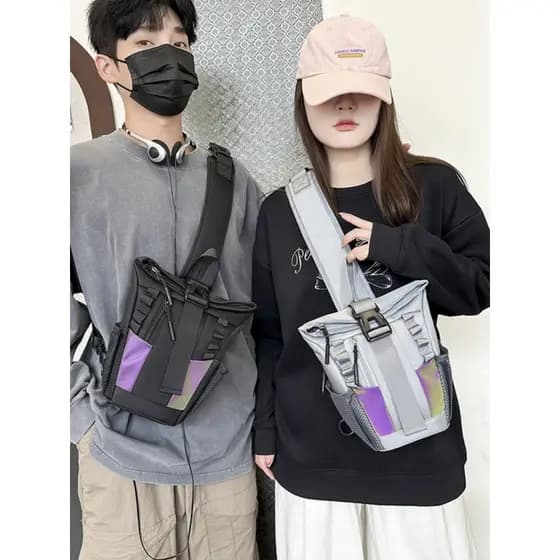 Bolsa mensageiro masculina Street Wear japonês grande capacidade saco de peito funcional ferramentas bolsa de ombro laze